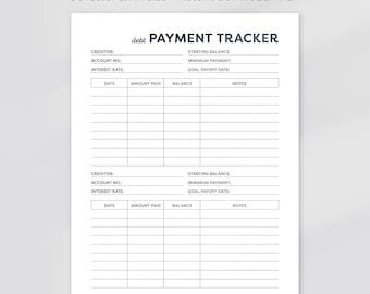 Debt Payoff Tracker, Debt Payment Tracker Printable, Debt Payoff Log, Debt Repayment Plan, Finance Tracker, PDF, A4, US Letter Size