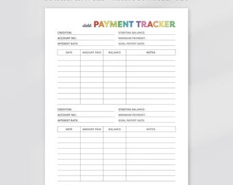 Debt Payment Tracker Printable: Finance Planner (A4/US Letter)