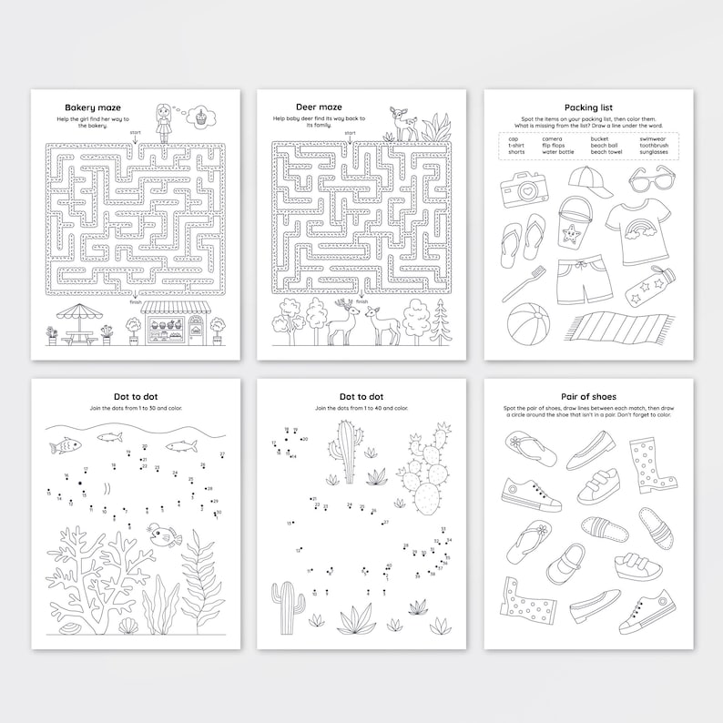 Kids Activity Bundle: 25 Pages of Fun Games, Mazes, Drawing (digital ...