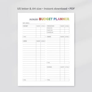 50/30/20 Budget Printable, Budget Tracker Template, 50/30/20 Budget Rule, Income & Expense Money Management Worksheet, PDF, A4, US Letter