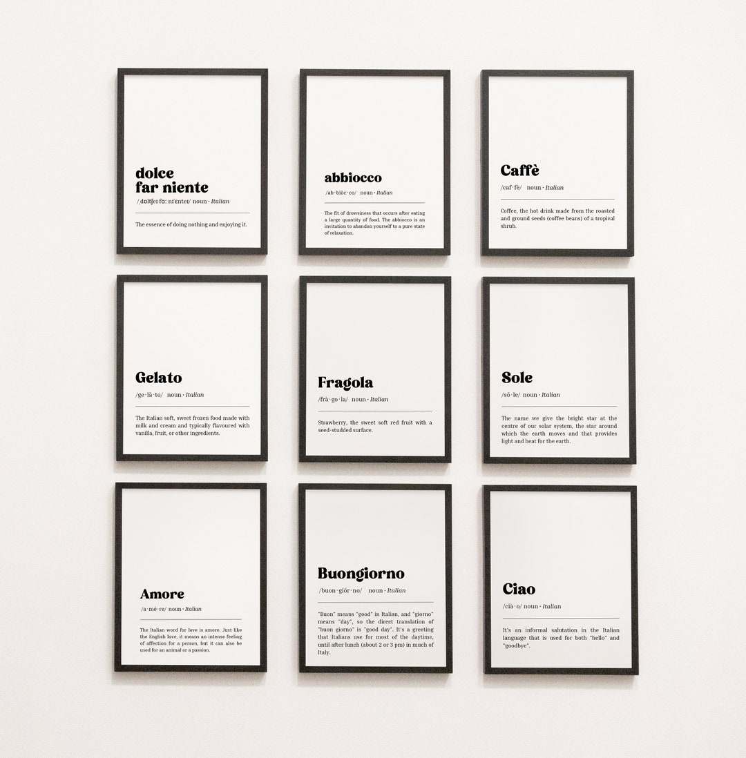 Italian Words Wall Art, Italian Art, Funny Italian Definitions, Italian