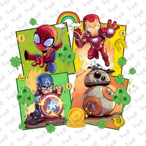 Spiderman Shamrock Png, Happy St Patrick's Day Png, Spider Hero Png, StarWars Patricks, Cartoon Characters,Feeling Lucky,Saint Patrick's Day