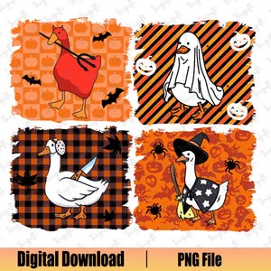 Grappige Halloween-gans png, gans in kostuum png, duivelsspookheks Jason Duck-sublimatie, herfst Halloween boerderijdier png, spookachtig seizoen png