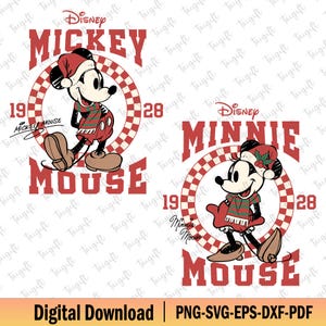 Retro Mouse and Friends Christmas Svg Bundle, Mouse and Co Est 1928 Svg, Merry Christmas Svg, Holiday Season Svg, Christmas Season Svg