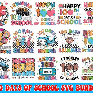 Bundle 100 Days Of School Svg, Happy 100 Days Of School Svg, I Crushed 100 Days,100 Days Smarter Svg,Teacher Svg,School Svg,Digital Download