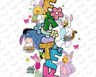 Pooh and Friends Easter Png, Happy Easter Png, Winnie the Pooh Easter Bunny Png, Easter Eggs Png, Easter Rabbit Png, Magical Easter Png