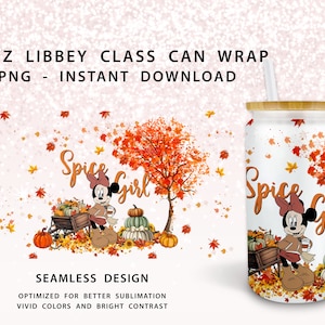 Spice Girl 16oz Libbey Can PNG, Coffee Tumbler Wrap, 16oz Libbey Glass Can Wrap Png, Autumn Tumbler Wrap, Pumpkin Season Png