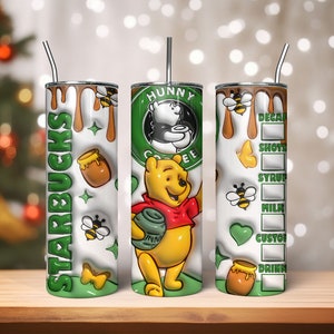 3D opgeblazen cartoon tuimelaar wrap, 3D gezwollen beer ontwerp, beer tuimelaar, 3D Winnie opgeblazen tuimelaar wrap, gezwollen beer tuimelaar wrap, PNG downloaden