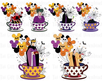 Vintage Villain Gang Bundle, Bad Witches Club Svg, Villains Wicked Svg, Family Trip Svg, Halloween Coffee Cup Bundle, Trick Or Treat Svg
