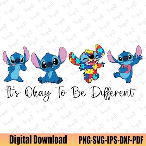 It's Okay To Be Different Svg, Autism Awareness Svg, puzzelstukje Svg, autisme stripfiguren Svg, Blue Alien Svg, ondersteuning van autisme Svg