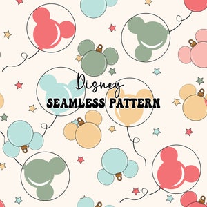 Mouse Balloon Seamless Pattern, Mouse Seamless Digital Paper, Retro Mouse Seamless Pattern, Magic Kingdom Seamless,Fabric Design Sublimation