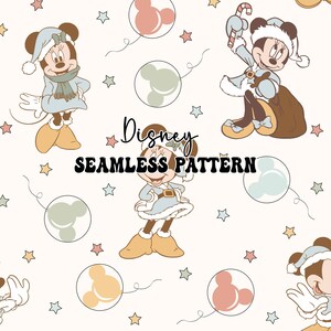Christmas Seamless Pattern, Mouse and Friend Seamless Pattern, Merry Christmas Seamless Digital Paper, Santa Claus Fabric Design Sublimation