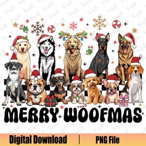 Joyeux Noël Woofmas Png, Noël chien Png, joyeux Noël Png, amoureux des chiens Png, Noël Png, Noël vacances Png, chemise de Noël, cadeaux pour Noël