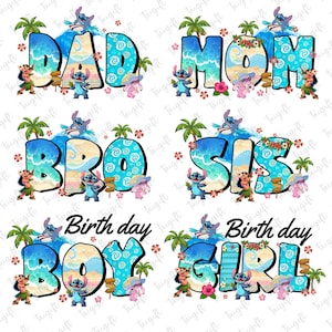 Ohana signifie anniversaire de famille personnalisé png, personnages de dessins animés png, anniversaire de garçon et fille png, joyeux anniversaire png, meilleur anniversaire de tous les temps