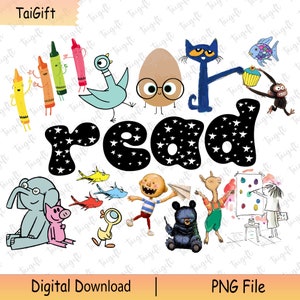 Read More Books Png, Cute Read Shirt Png, It's A Good Day To Read A Book Png, Cartoon Characters, Family Vacation Png, Elephant Bookworm Png