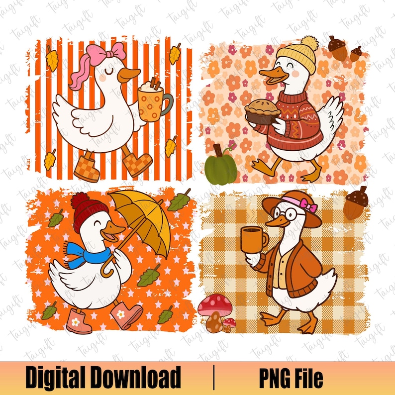 Autumn Goose PNG, Cute Silly Goose Png, Pumpkin Spice Goose, Fall ...