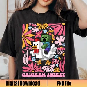 Boho Floral Chicken Jockey Png, Funny Game Character Png, Gaming Png, Funny Riding Chicken Png,Gamer Shirt, Game Meme Png, Gift For Gamers