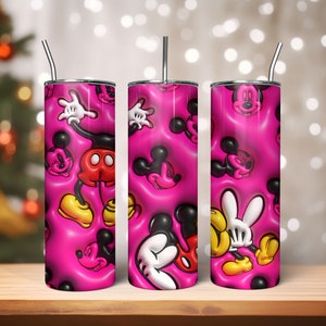 3D Inflated Tumbler Wrap, Cartoon Mouse 20oz Skinny Tumbler Wrap, 3D Tumbler Wraps, Tumbler Template, Tumbler Designs,3D Puff Mouse Inflated