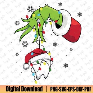 Noël dentiste Svg, Svg drôle de dent de lumières de Noël, Svg Noël, Svg joyeux Greenmas, Svg film Noël, Svg saison de Noël