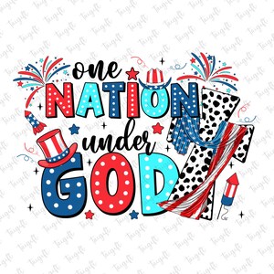 One Nation Under God Png, 4th of July Png, Christian Png, Independence Day Png, Cross God Bless America, American Flag Patriotic Png File