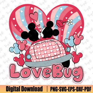 Love Bug Svg, San Valentín Svg, Feliz San Valentín Svg, Ratón y amigos, San Valentín mágico Svg, Pareja a juego Svg, Temporada del amor, El mejor día de todos