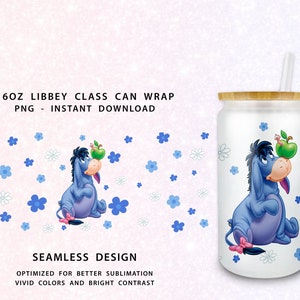 Winnie The Pooh Cartoon 16oz Libbey Can PNG, 16oz Glass Can Wrap, 16oz Libbey Can Glass, Catoon kids Tumbler Wrap, Full Glass Can Wra