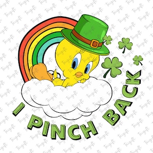 I Pinch Back Png, Happy St Patrick's Day Png, Cartoon Characters Png, Pot of Gold, Feeling Lucky Png, Irish Day Png, Saint Patrick's Day Png