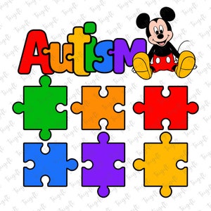 Muis Autisme Puzzelstuk Svg, Autisme Bewustzijn Svg, Muis en Vrienden, Autisme Acceptatie, 2 April Svg, Cartoon Autisme Svg, Autisme Ondersteuning