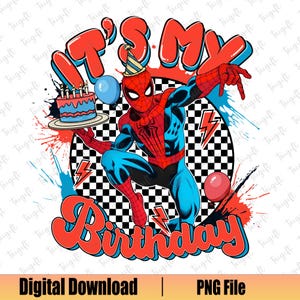 Personalized Spider Birthday Boy Png, It&#39;s My Birthday Png, Happy Birthday Png, In My Birthday Era Png, Birthday Boy Shirt, Family Birthday