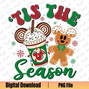 Christmas Tis The Season Png, Mouse Coffee Png, Merry Christmas Gingerbread Png, Mouse Gingerbread Png, Xmas Holiday Png, Vacay Mode Png