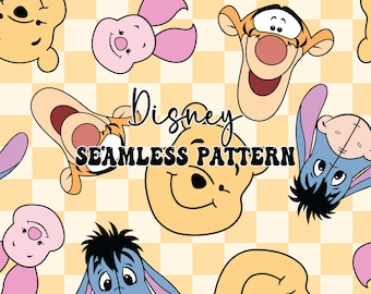 Patrón sin costuras Magical Pooh y Friend, diseño de patrones sin costuras Winnie Pooh, papel digital sin costuras clásico Winnie the Pooh