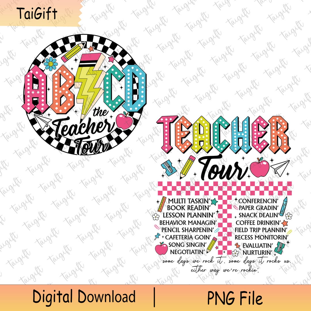 Teacher Tour Png, ABCD Teacher Png, Back to School Png, Teacher ...