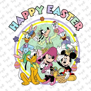 Happy Easter Png, Mouse and Friend Easter Png, Easter Png Files, Retro Easter Vibes, Easter Eggs Png, Pooh Easter Png, Magical Easter Png