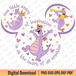 One Little Spark Svg, Vacanze in famiglia Svg, Magical Kingdom Svg, Drago viola Svg, Personaggi dei cartoni animati, Est 1983 Svg, Viaggio di famiglia 2024 Svg