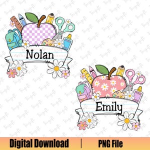 Personalisierung Zurück in der Schule für Kinder, Erster Schultag Png, Benutzerdefinierter Name für Kleinkind Jungen Mädchen, Schulleben Png, Schüler Lehrer Geschenk