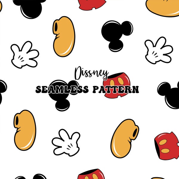 Magical Mouse Seamless Pattern, Mouse Seamless Digital Paper, Retro Mouse Seamless Pattern, Magic Kingdom Seamless,Fabric Design Sublimation