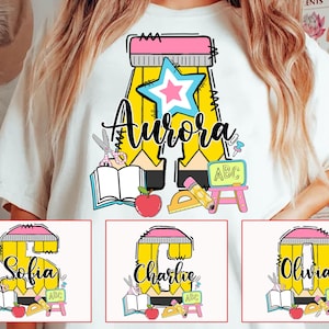 Personalized Alphabet Pencil Name Png Bundle, Back To School Png, First Day Of School Png, Teacher Appreciation, Teacher Student Gifts