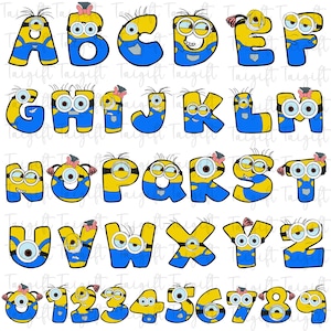 Cartoon Character Letters PNG, Funny Character Alphabet PNG Sublimation, Cartoons Letters Png, Doodle Letters, Character Alphabet Digital