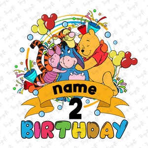 Personalisierter Geburtstag Winnie The Pooh Png, Geburtstagsfamilie Png, Pooh Des Geburtstages, alles Gute zum Geburtstag, magisches Königreich, Vacay-Modus