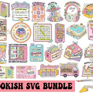 Bookish Svg Bundle, Book Lover Svg, Cute Bookish Svg, Reading Fun Svg, Bookworm Svg, Designs for Sticker,Shirt, Mug, Bag, Digital Download