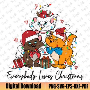 Cute Christmas Cat Svg, Everybody Love Christmas Svg, Christmas Svg, Cartoon Characters, Lady Cat Svg, Cat Lover Shirt, Family Vacation Svg