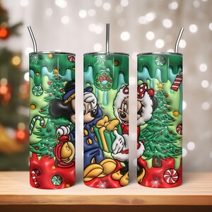 3D Christmas Inflated Tumbler Wrap, Christmas Tree Png, 3D Inflated Christmas Tumbler Wrap, Christmas Mouse Tumbler Png, 3d Christmas Png