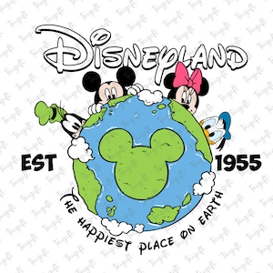 O lugar mais feliz da Terra Svg, Est 1955, Mouse Earth Ears Svg, Desenho animado do Dia da Terra, Férias em família Svg, Modo Vacay Svg, Magical Kingdom