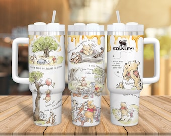 Kubek termiczny Kubuś Niedźwiedź 40 uncji, Kubek termiczny z Misiem i Przyjacielami, Kubek termiczny z motywem kreskówek, Prezent dla niego lub dla niej