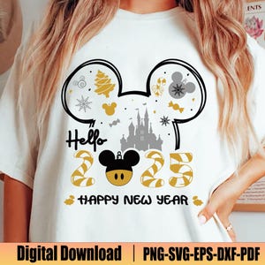 Hello 2025 Happy New Year Svg, Happy New Year 2025 Svg, Mouse New Year, Mouse And Friends, New Year Holiday, Family Vacation Png, Vacay Mode
