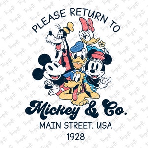Por favor, retorne à Main Street USA 1928 Svg, Mouse and Friend Svg, Family Vacation Svg, Mouse Est 1928, Family Trip, Vacay Mode, Magic Kingdom