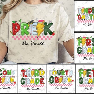 Personalized Teacher Png Bundle, Back To School Png Bundle, School Grade Png, Teacher Name Custom, Custom Teacher Shirt,Teacher Appreciation