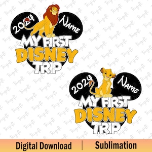 Personalized My First Trip 2024 Png, Family Vacation Png, Cartoon Characters, Animal Kingdom Png, Best Day Ever Png, Matching Family Shirt