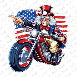 愛国的なアンクルサムのバイクのPng、独立記念日おめでとうPng、独立記念日Png、アメリカの花火Png、アメリカ国旗のバイカーPng、愛国的なPng