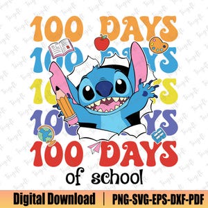 Cute 100 Days of School Svg, Back To School Svg, Cartoon Characters Svg, Magical Kingdom Svg, Kids School Svg, School Svg, Teacher Gift